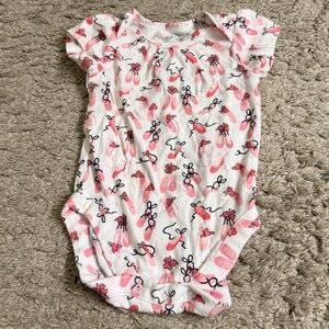 Bundles Baby Place Pink White Ballet Bodysuit Onesie - 9-12 months